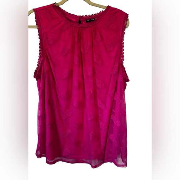 Torrid Sheer Lined Pink Pineapple Top Sz1 - Picture 1 of 10